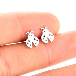 NWT Silver Plated Ladybug Stud Earrings